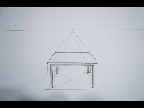 how to draw a table in one point perspective