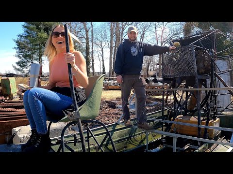 Will It Run? "Farmer Built" AIRBOAT  With Seized Cadillac V8 - NNKH