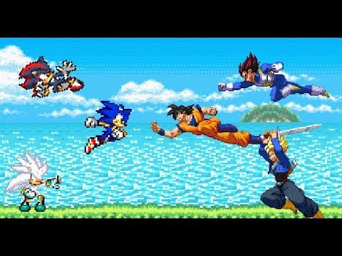 Sonic the Hedgehog VS Dragon Ball Z - Sonic Shadow Silver vs Goku Vegeta Trunks
