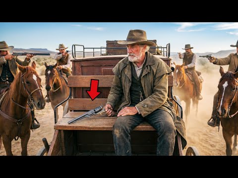The gang surrounded the OLD stagecoach driver… UNAWARE that a Colt DRAGOON was hidden under the seat