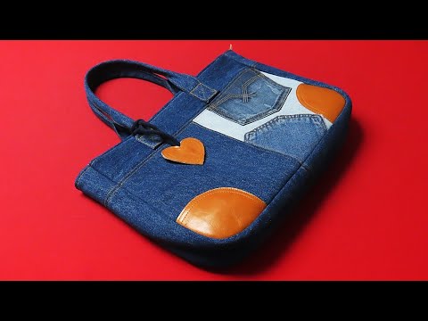 DIY"백포켓" 을 활용한 "멋진 토트백" 깜짝 아이디어!/back pocket & leather patchwork tote bag/made of old jeans