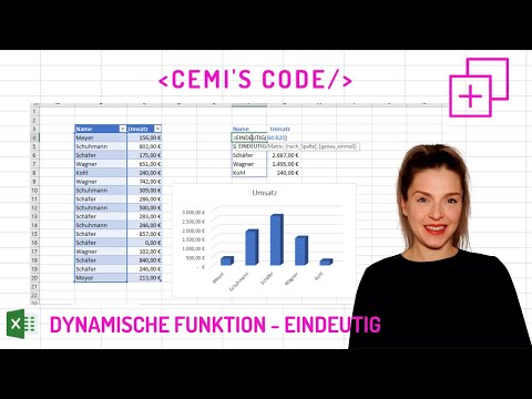 Excel NEUE DYNAMISCHE Funktion –EINDEUTIG-, inkl. dyn. Diagramm als Alternative zu Pivot