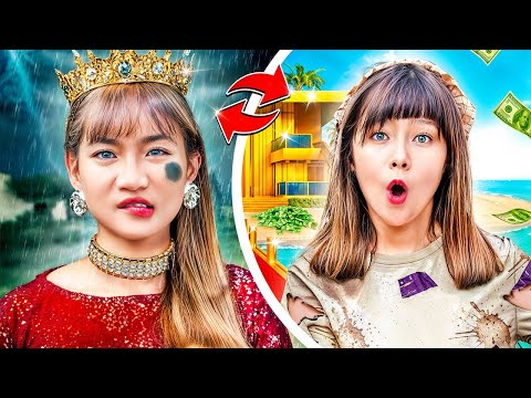 فتاة غنية تتحول فجأة إلى فتاة فقيرة | أم غنية وأم فقيرة تتبادلان ابنتيهما