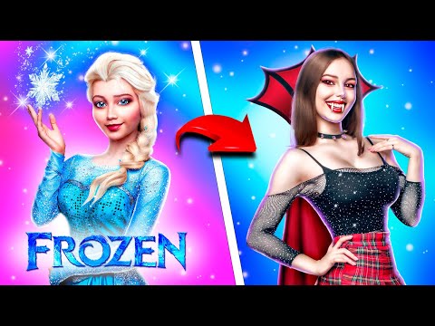 Elsa transforms into a popular vampire! A super Frozen makeover!