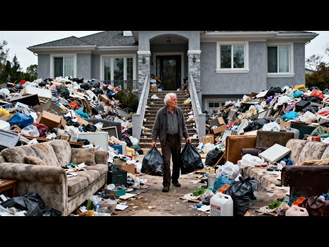 😭An elderly person living in a villa still has to collect trash