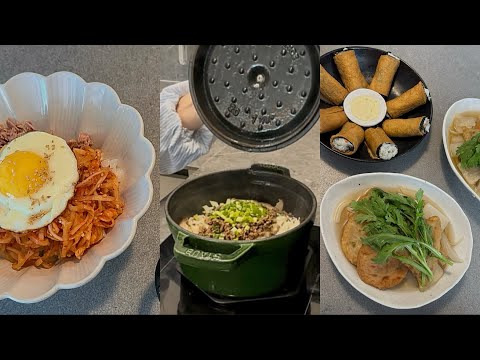 Vlog ㅣ일주일내내 먹은 제철 무 요리 🫜, 무생채 비빔밥, 청국장, 유부초밥, 어묵우동, 오징어뭇국, 소고기무솥밥 