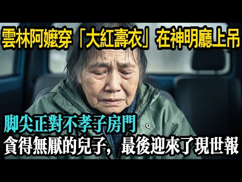 民國 88 年雲林神明廳驚見紅衣！70 歲阿嬤上吊前留下一張紙條，腳尖正對不孝子房門，那個貪得無厭的兒子，最後迎來了現世報...#原創#情感#民間故事#真實故事#中老年生活 #台灣