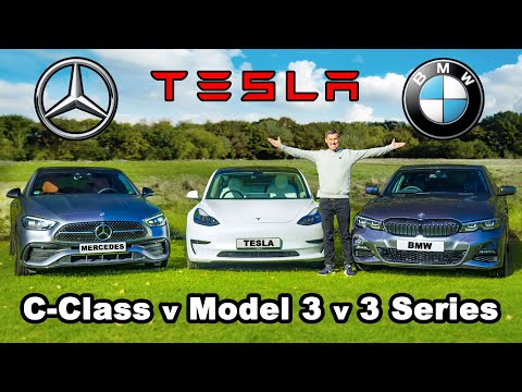 Mercedes C-Class v BMW 3 Series v Tesla Model 3 REVIEW