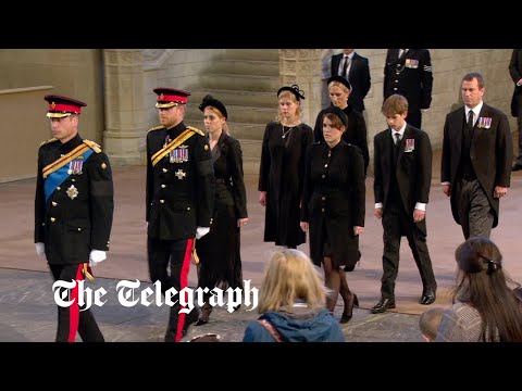 In full: Queen Elizabeth II's grandchildren stand vigil at her coffin