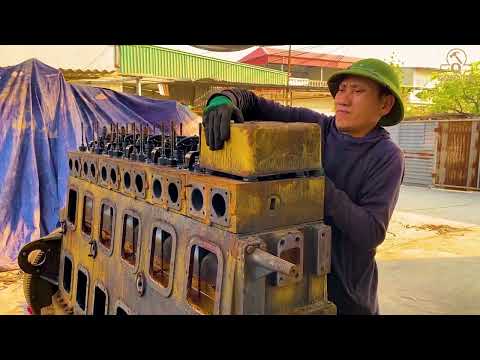 Fully Restored Giant, Rusty 70 Year Old Engine Restored By Experienced Submarine Experts