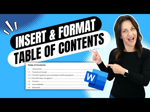 Insert TABLE OF CONTENTS and UPDATE FORMATTING in Word