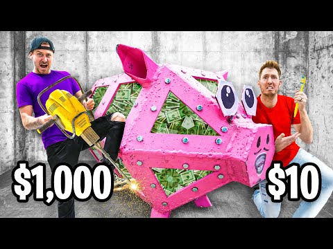 $10 vs $1,000 UNBREAKABLE PIGGY BANK *BUDGET CHALLENGE*
