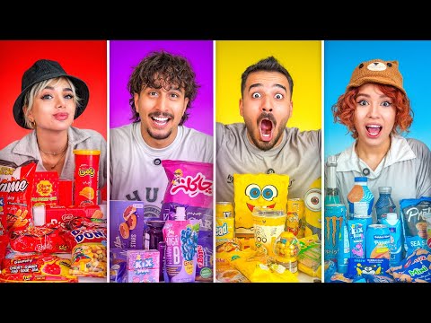 کدوم رنگ خوراکی های بهتری داره؟￼￼😎| مسابقه ی خوراکی های رنگی بین یوتوبرا 😈