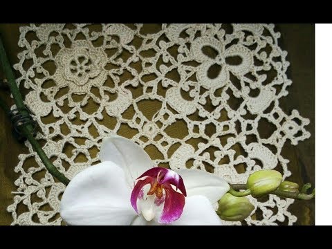 Openwork squares under Irish lace. Lace square crochet