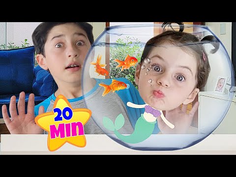 THE BABY SISTER became an Aquatic Mermaid Funny story for children | Mimi Julinha