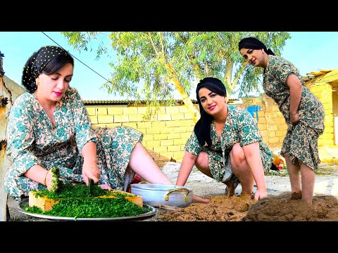 Village Life in Iran | Authentic Ghormeh Sabzi Recipe + Portable Tea Stove from Metal Bucket
