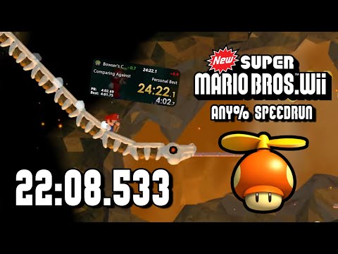 New Super Mario Bros. Wii - Any% Speedrun in 22:08.533* [Former WR]
