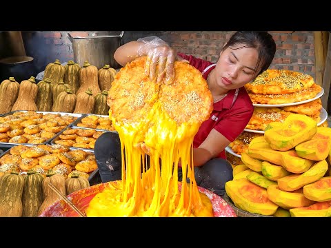 Single Mom and Nhi Make EPIC Street Food - Pumpkin Mochi Donuts With Sesame & Peanuts to sell