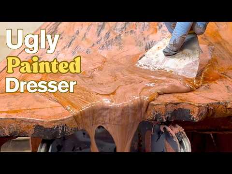 Ep. 149 Amazing RESTORATION of UGLY Painted ANTIQUE Dresser