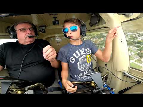 Zeke 9 years old pilot flying a Cessna 182