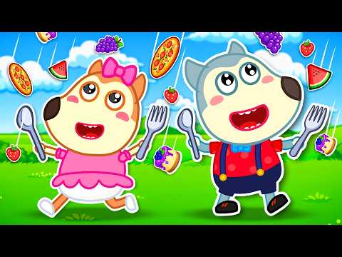 It's Raining Food! 🍔🍕 Baby Learns Healthy Habits | Wolfy - Baby Cartoons