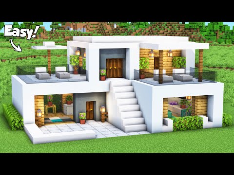 Minecraft: How to Build a Small Modern House Tutorial (Easy) #73 - Interior in Description!