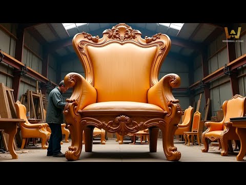Giant Hand-Carved Wooden Chair | Solid Wood Perfection | Woodworking Skill
