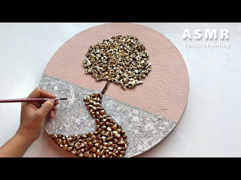 Stunning Tree Painting With Crystals & Stones | Easy Textured Art Anyone Can Do It! | ASMR Painting