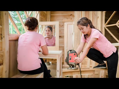 Make a wardrobe and dressing table set from bamboo and wood combining natural things