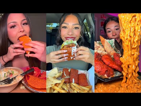 TIKTOK Mukbang Compilation | Taco Bell, Duke's, Wingstop, Buldak, Chipotle & More!