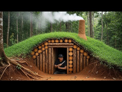 I spent 45 days building a warm and comfortable bushcraft house for underground survival