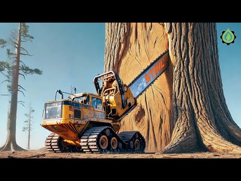 Extreme Dangerous Fastest Big Chainsaw Cutting Tree Machines | Monster Stump Removal Excavator #90