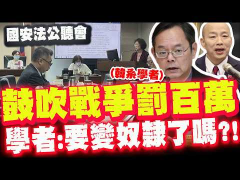 "鼓吹戰爭罰百萬"國安法公聽會! "韓系學者"句句打臉民進黨:我們要變奴隸了嗎?