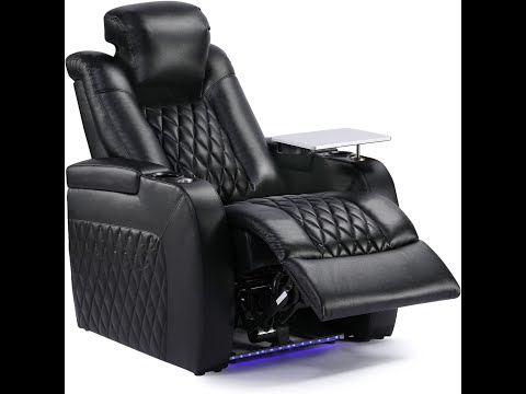 Review: Top Grain Leather Home Theater Recliner — Single Seat with Power Headrest & Tray Table