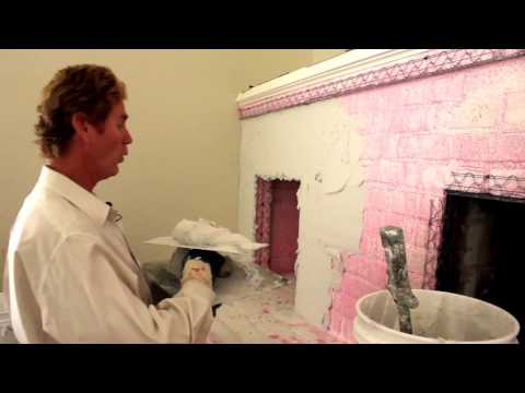 Plaster over interior brick fireplaces