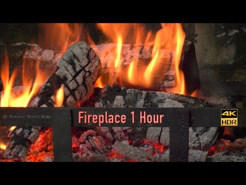 Real Fireplace Burning Yule Log 1 Hour of Relaxing Sounds of Wood Crackling, Burning Logs 4K HDR