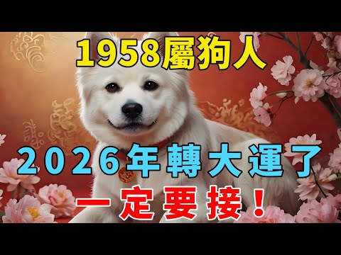1958戊戌年狗，恭喜了！2026年你轉大運了，有大事發生，一定要接！【禅悟】#生肖 #運勢 #風水 #財運#命理
