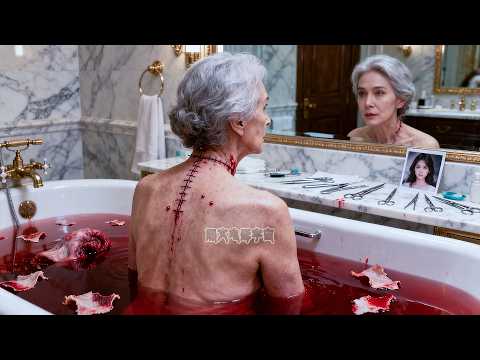 Elderly woman steals beauty through skin-changing ritual.