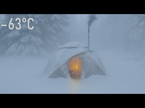 Surviving a -63°C Blizzard in a Hot Tent | Off Grid Life in Deep Snow