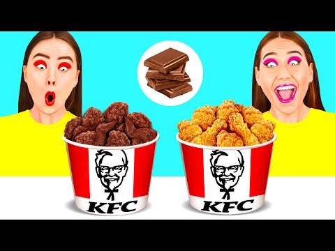 Makanan Sebenar vs Cabaran Makanan Coklat PaRaRa Challenge