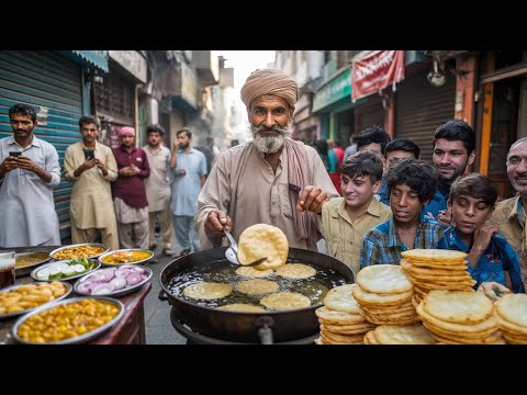 50 Rs /- PAKISTANI CHEAPEST BEST ROADSIDE BREAKFAST | HALWA PURI | FRY CHANAY | STREET FOOD PAKISTAN