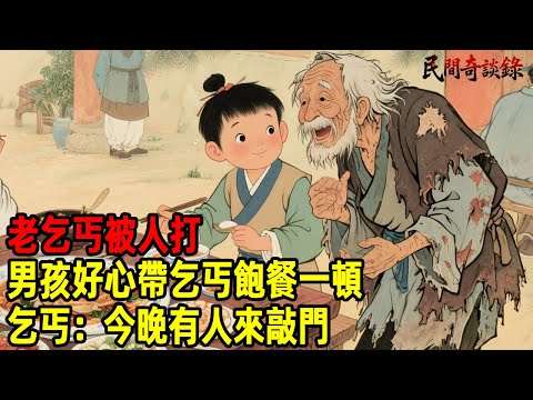 老乞丐被人打，男孩好心帶乞丐飽餐一頓，乞丐：今晚有人來敲門！【民間奇談錄】#民間故事 #台灣傳說 #懸疑故事 #銀髮頻道 #懷舊故事 #助眠故事