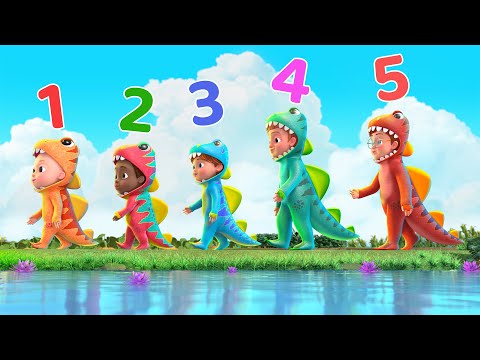 Number Song | Five Baby T-rex Went Out One Day | Beep Beep Nursery Rhymes