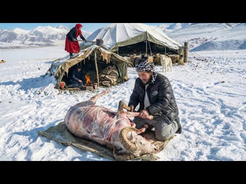 Surviving a Freezing Winter as a Shepherd in Afghanistan|Cooking Sheep’s meat| DailyRoutine life.