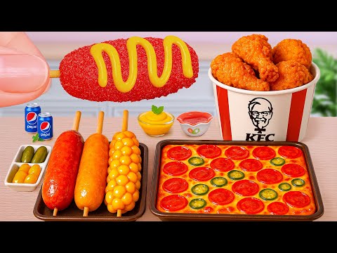 Mini KFC Fried Chicken, Corn Dogs & Pizza Recipe 🍕🌭 La mejor receta de comida rápida