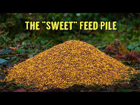 We Left a PILE OF "SWEET" FEED in the Woods (Molasses, Corn, Oats, Grain) Here's what happened!