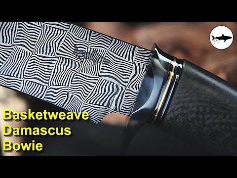 Forging a basketweave damascus take down bowie knife