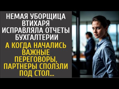 Немая уборщица втихаря исправляла отчеты бухгалтерии… А на важных переговоры, партнеры оцепенели от…