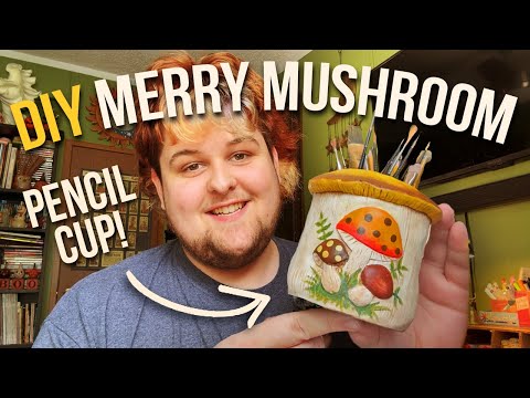 I Made A Merry Mushroom Paintbrush Cup! 🍄