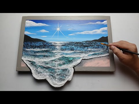 3D Textured Seascape Painting with Recyclable Materials